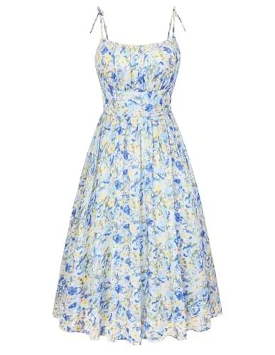 Belle Poque Women's Floral Spaghetti Strap Midi Sundress