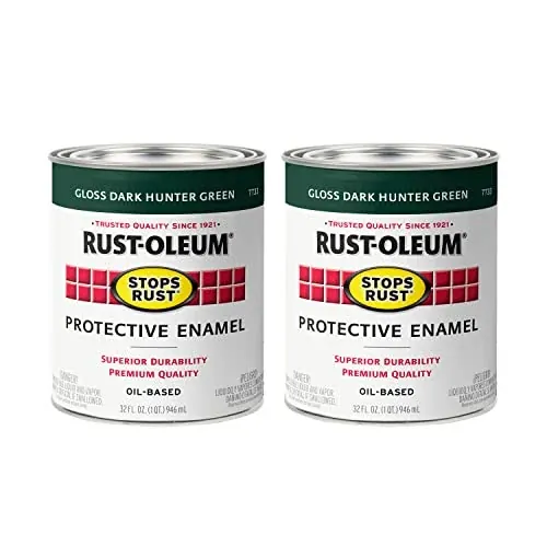 Rust-Oleum Stops Rust Brush On Enamel Paint, Gloss Dark Hunter Green 2-Pack 32-Oz