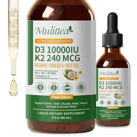 2-Pack 2oz Organic Vitamin D3 K2 Liquid 10000 IU Supplement