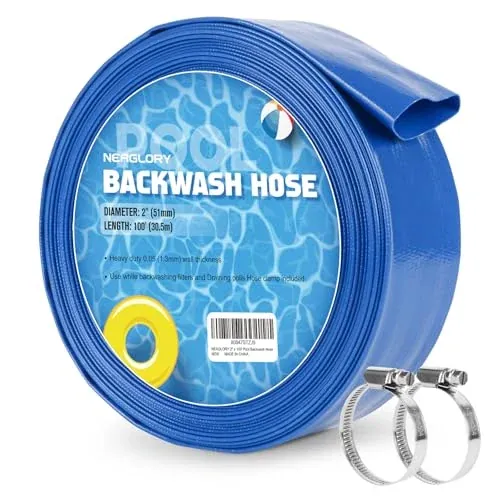 2"x100' Pool Backwash Hose with Clamps