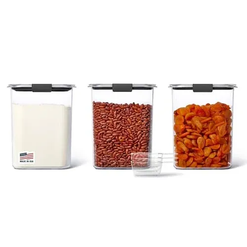 Rubbermaid Brilliance Airtight Food Storage Containers w/ Lids & Scoops 3-Pack 16-Cup