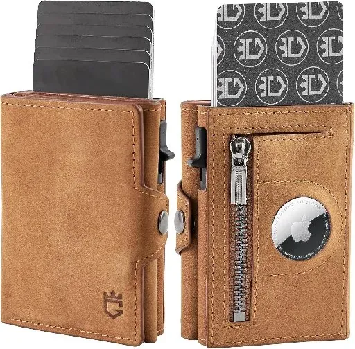 Mens Leather Smart Wallet Card Holder for AirTag