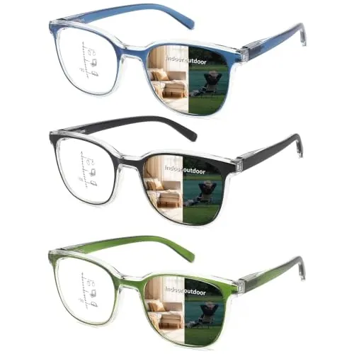 Toveen Photochromic Multifocus Reading Glasses 3-Pack