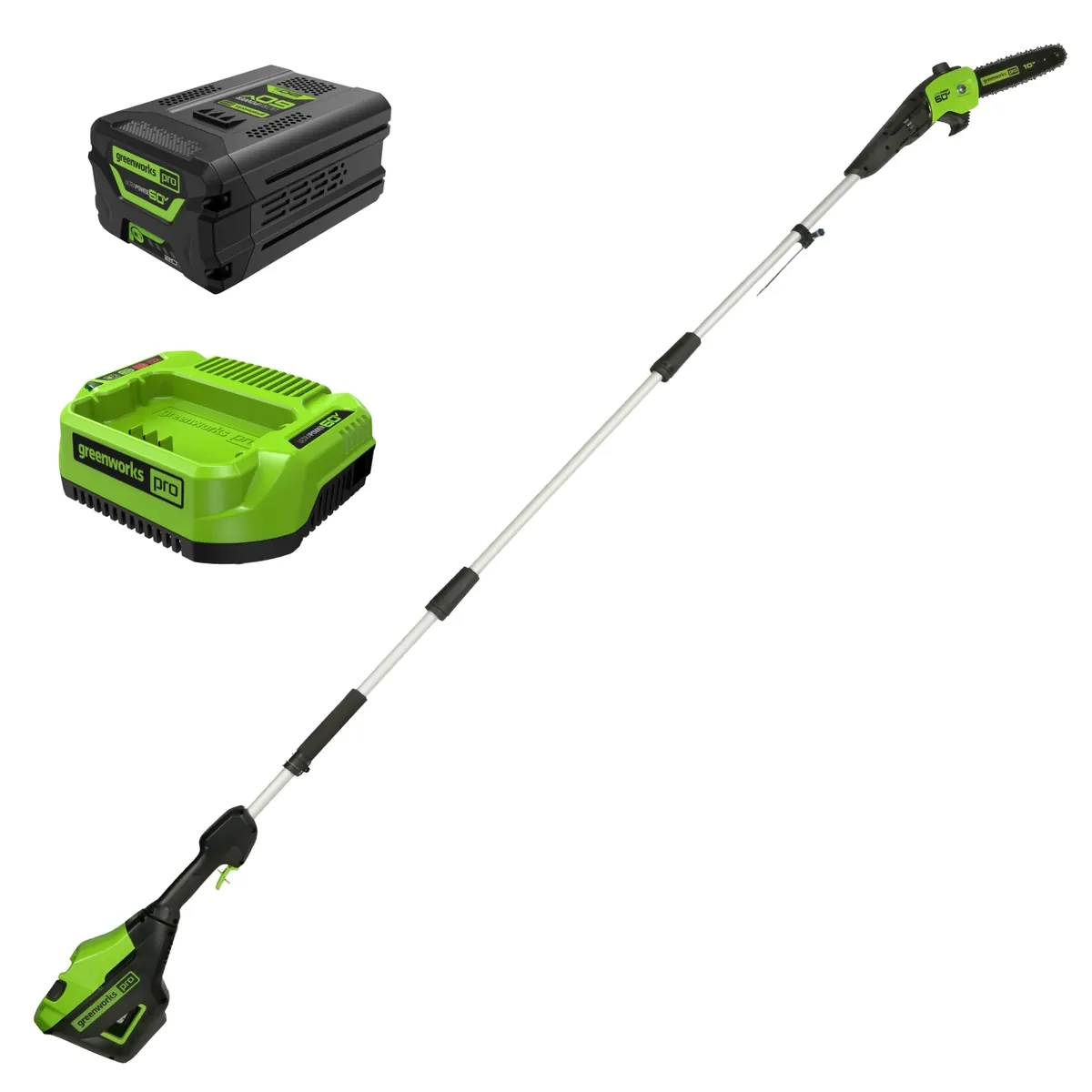 Greenworks 60V 10" Cordless Battery Pole Saw w/ 2.0 Ah Battery & Charger