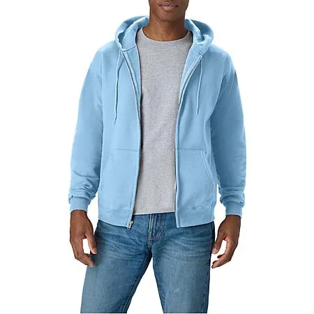 Hanes Men's Full-Zip EcoSmart Fleece Hoodie (Light Blue)