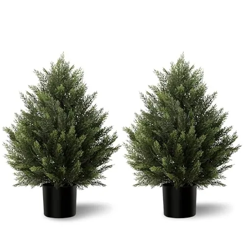 Vitalismo 2-Foot Artificial Cedar Topiary Trees 2-Pack