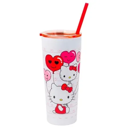 Silver Buffalo Sanrio Hello Kitty Heart 22oz Stainless Steel Tumbler