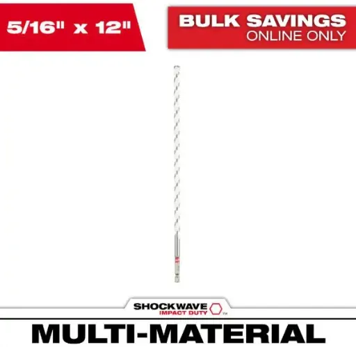 Milwaukee 5/16 in. x 12 in. SHOCKWAVE Carbide Multi-Material Drill Bit (In-Store Clearance Price)