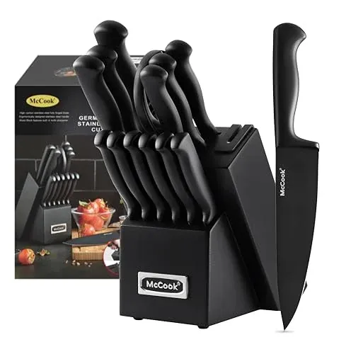 McCook Black Knife Set with Built-in Sharpener