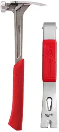 Milwaukee 17 oz. Smooth Face Framing Hammer with 12 in. Pry Bar