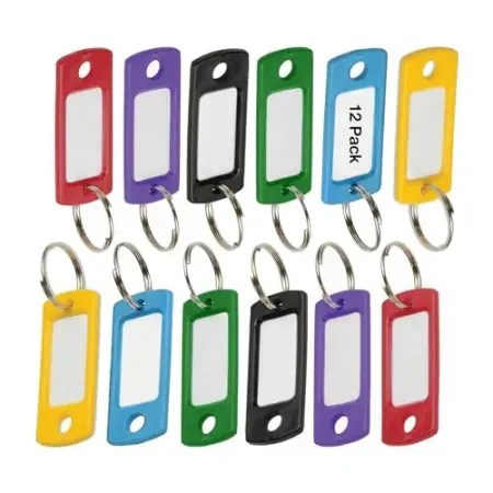 12-Pack Lucky Line Flexible Colored Plastic Key Tag w/ 3/4" Split Ring