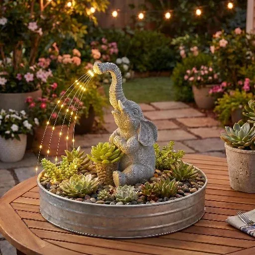 Lyeasw 10.5" Solar Praying Elephant Statue