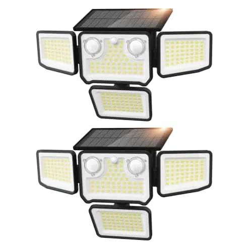 4-Head Outdoor Solar Flood Lights (2-Pack)