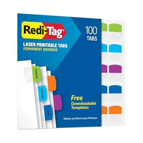 Redi-Tag Laser Printable Permanent Index Tabs 100-Pack