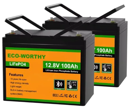 Eco-Worthy 12V 100AH LiFePO4 Lithium Battery 2-Pack w/ Bluetooth