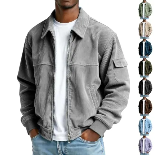 Long Sleeve Corduroy Jacket with Pockets