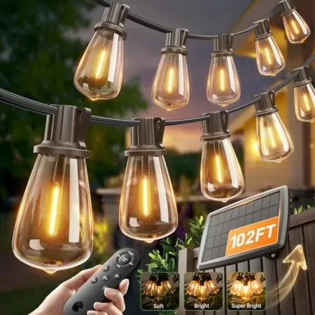 addlon 102FT(96+6) Waterproof Patio Solar String Lights
