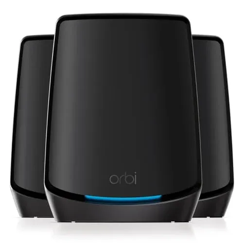 NETGEAR Orbi Tri-Band WiFi 6 Mesh System RBK863SB - Router + 2 Satellite Extenders - Covers up to 8,000 sq. ft., 100 Devices