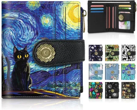 Chelmon Women's RFID-Blocking Bifold Wallet w/ 10 Card Slots