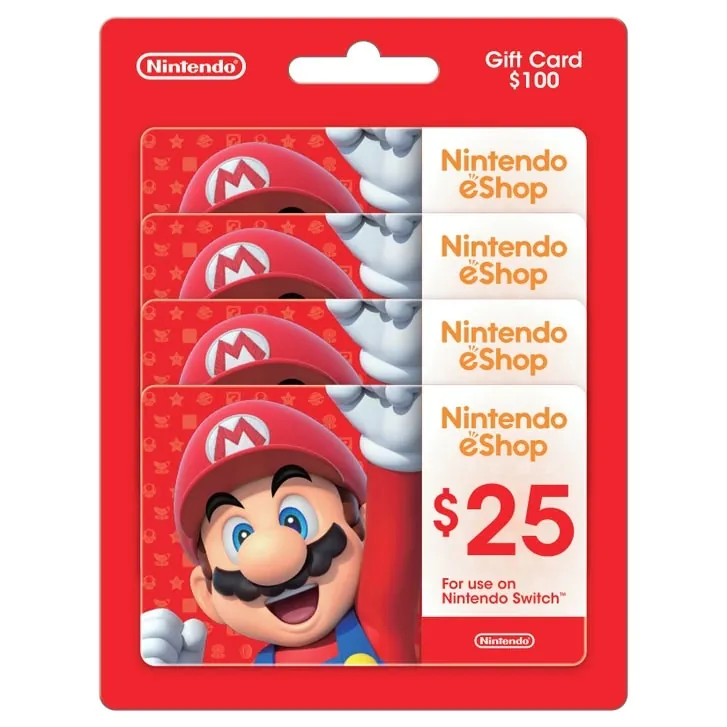 Four $25 Nintendo eShop Gift Cards