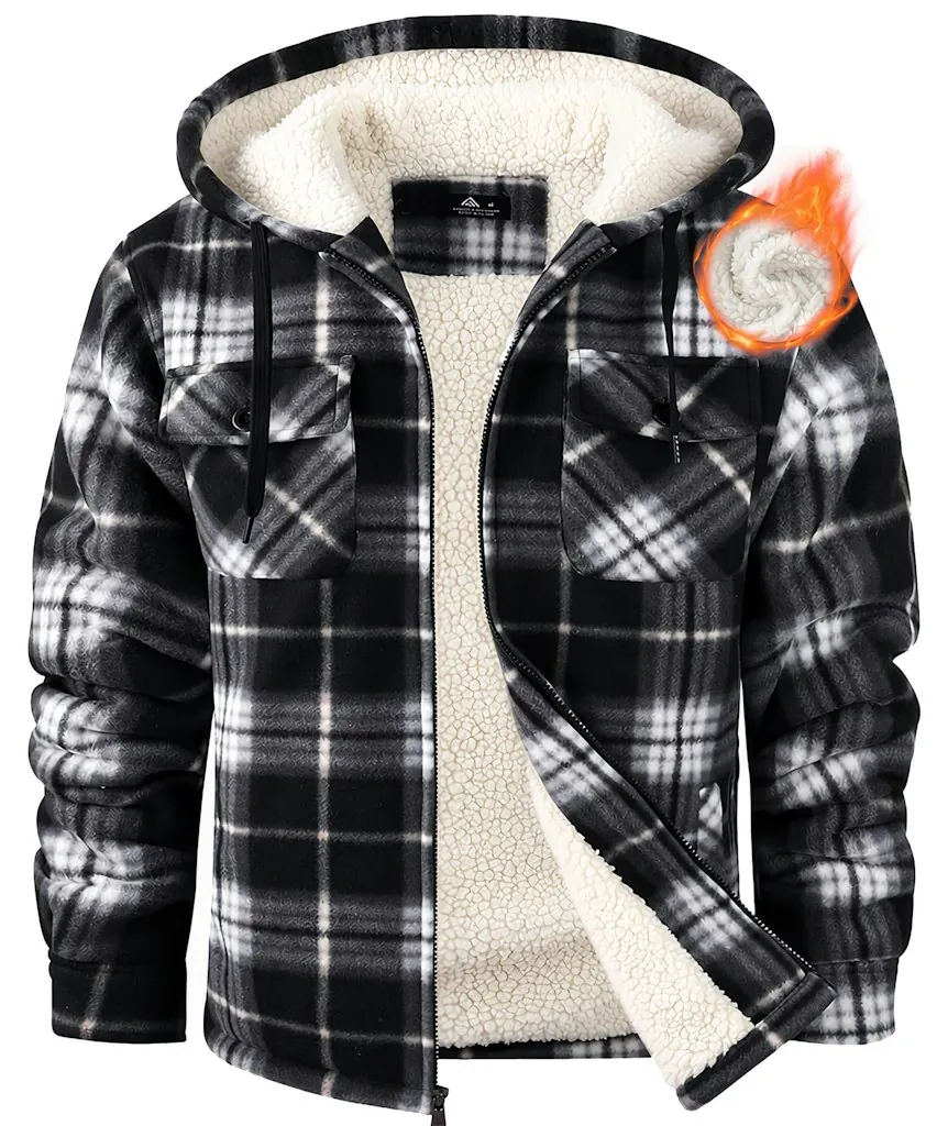Ceoutdoor Men's Flannel Sherpa-Lined Zip-Up Hoodie Jacket for from $38 + free shipping