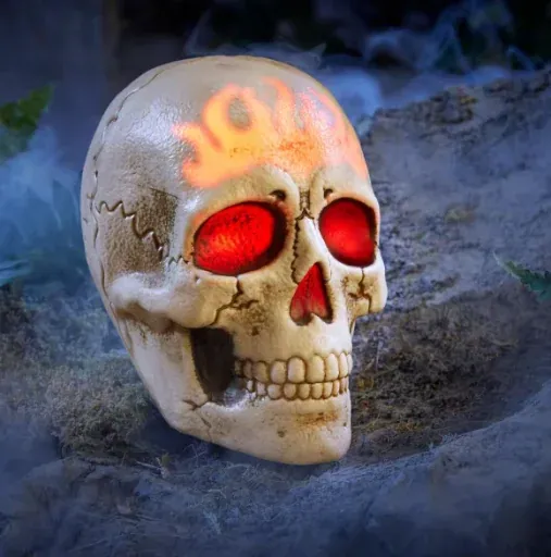 Home Accents Holiday 8-Inch Halloween Classics Battery Operated LED Skull