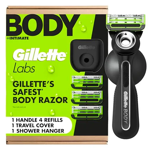 Gillette Labs Body + Intimate Razor For Men, Handle + 4 Blade Refills