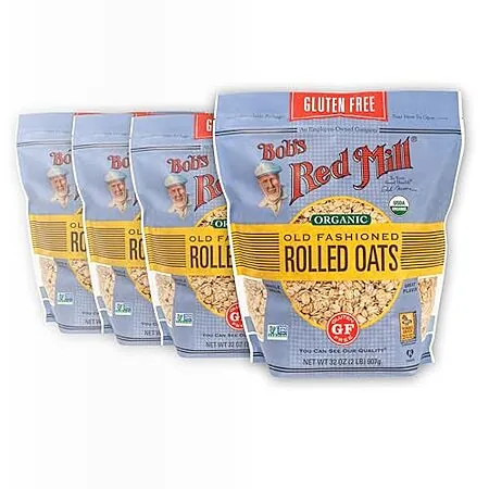 4-Pk 32-Oz Bob's Red Mill Gluten Free Organic Old Fashioned Rolled Oats