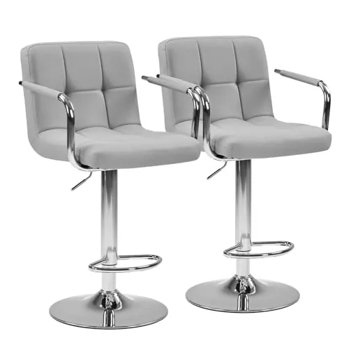 Dumos Adjustable Counter Height Swivel Bar Chairs Set (Grey) 2-Piece