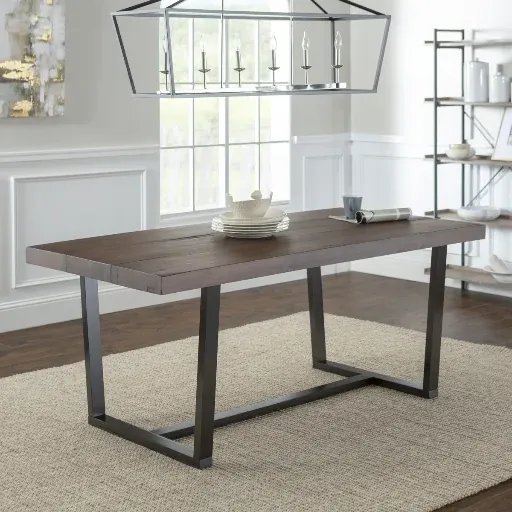 Amarapal Pine Rectangular Solid Wood Top Dining Table (Gray)