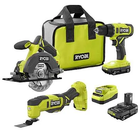 RYOBI ONE+ 18V Combo Kit w/ Drill, Circular Saw, Multi Tool, 2x Batts, & Charger