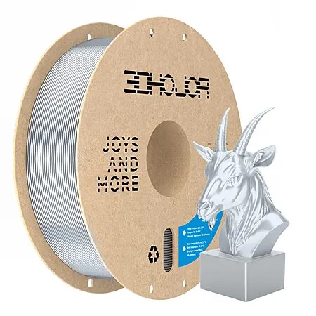 1KG 3DHoJor 1.75mm Silk PLA 3D Printer Filament (Metal Silver)