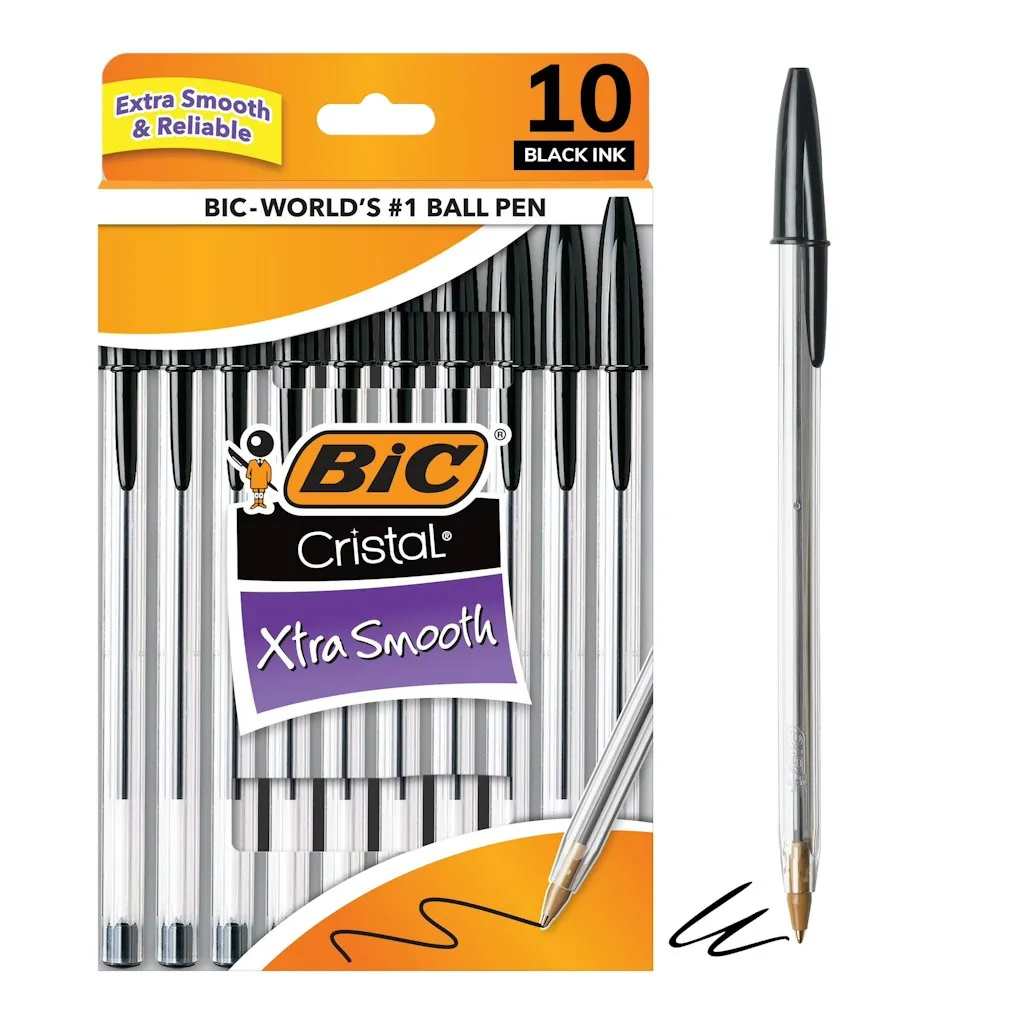 BIC Cristal Xtra Smooth 10-Count Black Ballpoint Pens: 97 cents + free shipping w/