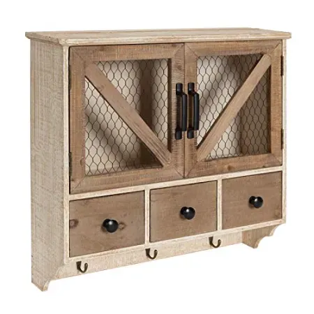 Kate and Laurel Hutchins Wooden Farmhouse Wall Cabinet
