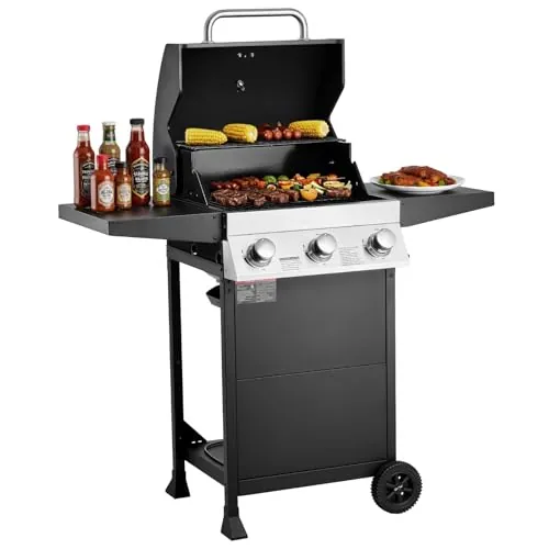 VEVOR 3-Burner Propane Gas Grill 338 Sq.In