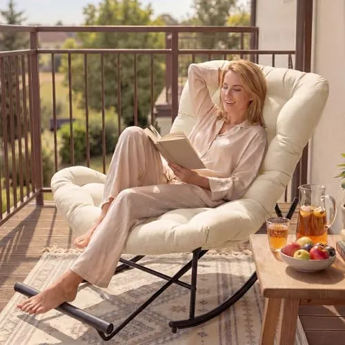 VASAGLE Outdoor Rocking Chair with Extendable Footrest
