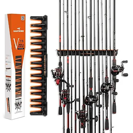 Prime Members: 15-Rod KastKing V15 Wall Mount Vertical Fishing Rod Holder Rack
