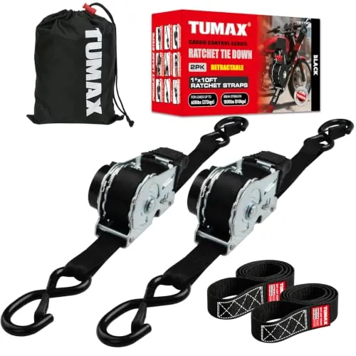 TUMAX Retractable Ratchet Straps 2-Pack