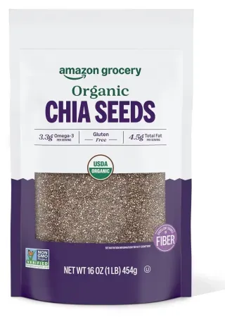 16oz Amazon Grocery Organic Black Chia Seeds