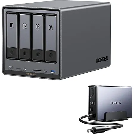 4-Bay UGREEN DXP4800 Plus NAS + 12000mAh NAS UPS US3000 Battery Backup