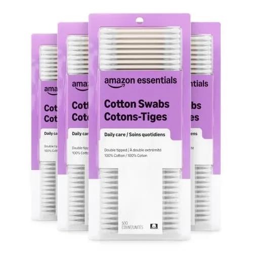 Amazon Basics Double-Tipped Cotton Swabs 4-Pack 500-Count