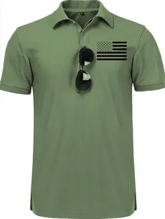 JACKETOWN Men's American Flag Graphic Polo Shirt