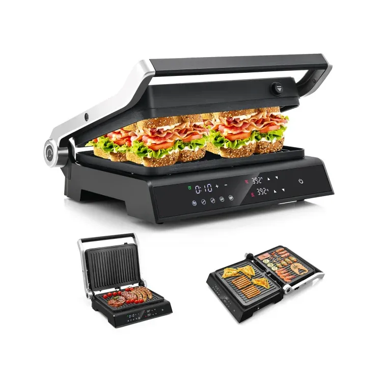 Costway 3-in-1 Indoor Electric Panini Press Grill with LED Display