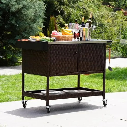 Grand patio Outdoor Bar Cart with Stainless Steel Top