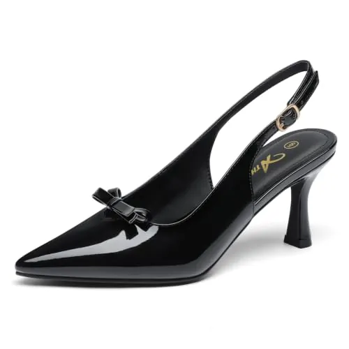 Athlefit Women's Closed Toe Heels Slingback Pumps Dress Shoes