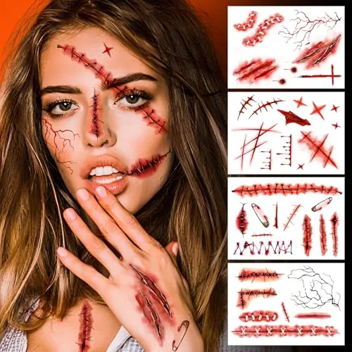 Halloween Zombie Fake Scar Temporary Tattoos