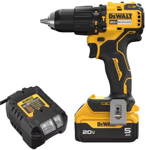 DEWALT 1/2-in 20-volt max Variable Speed Brushless Cordless Hammer Drill with 5ah battery