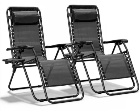 2-Pack HAIMULI Zero Gravity Chair w/ Cup Holder, Headrest Pillow