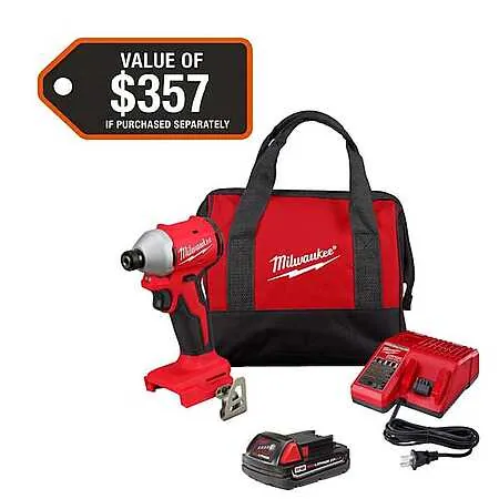 Milwaukee M18 18V 1/2" Brushless Compact Drill/Driver Kit w/ Tool Bag