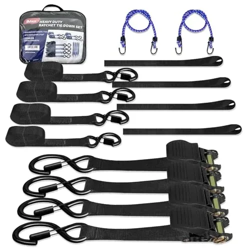 DJDAJIA 4-Pack 1"x15' Tie Down Ratchet Straps